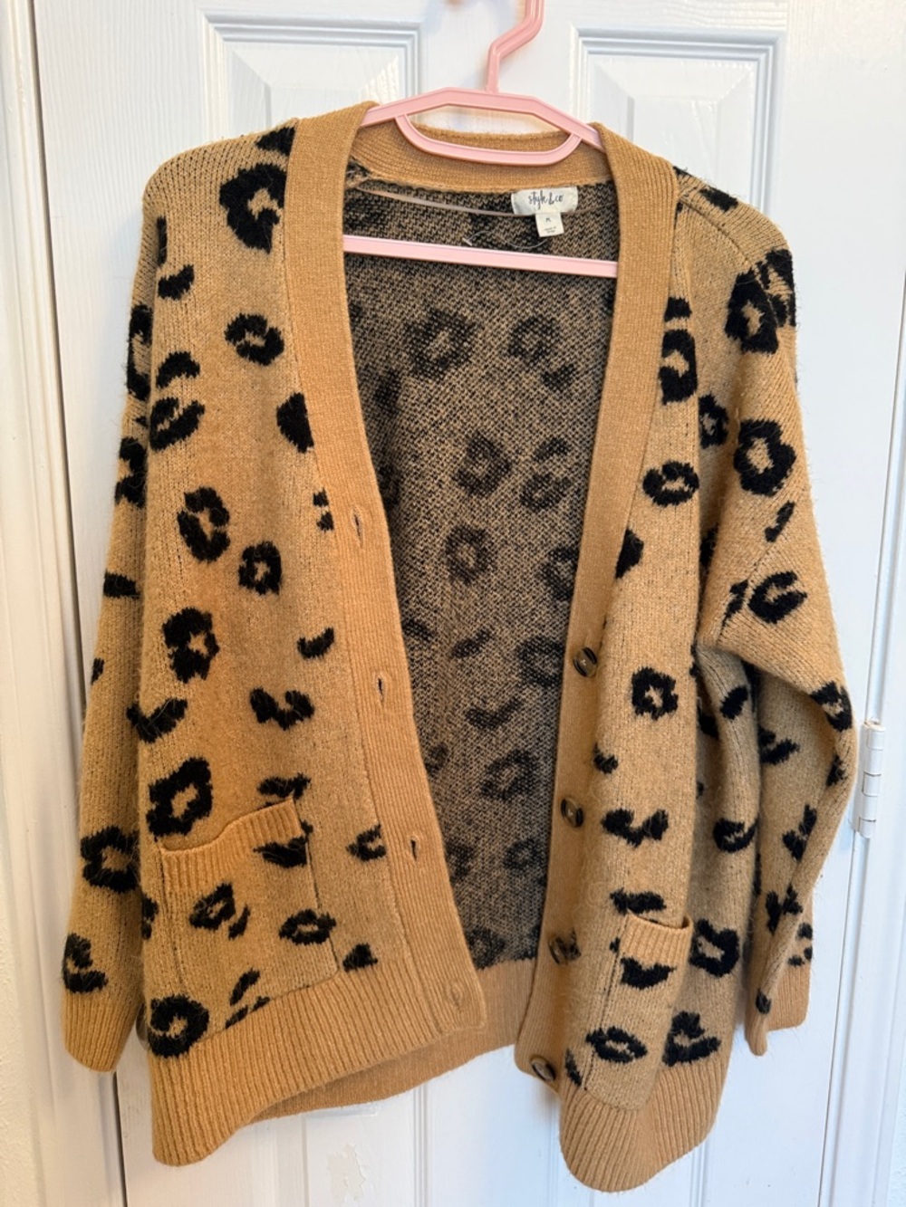 Style & Co. Camel and Black Leopard Cardigan